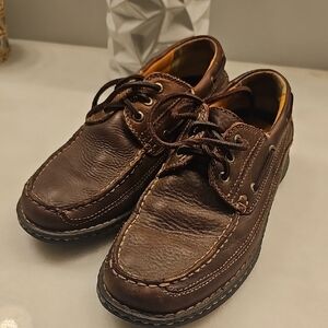 Dockers Brown Leather Boat Shoes Moccasin Stitching Size 8 Men